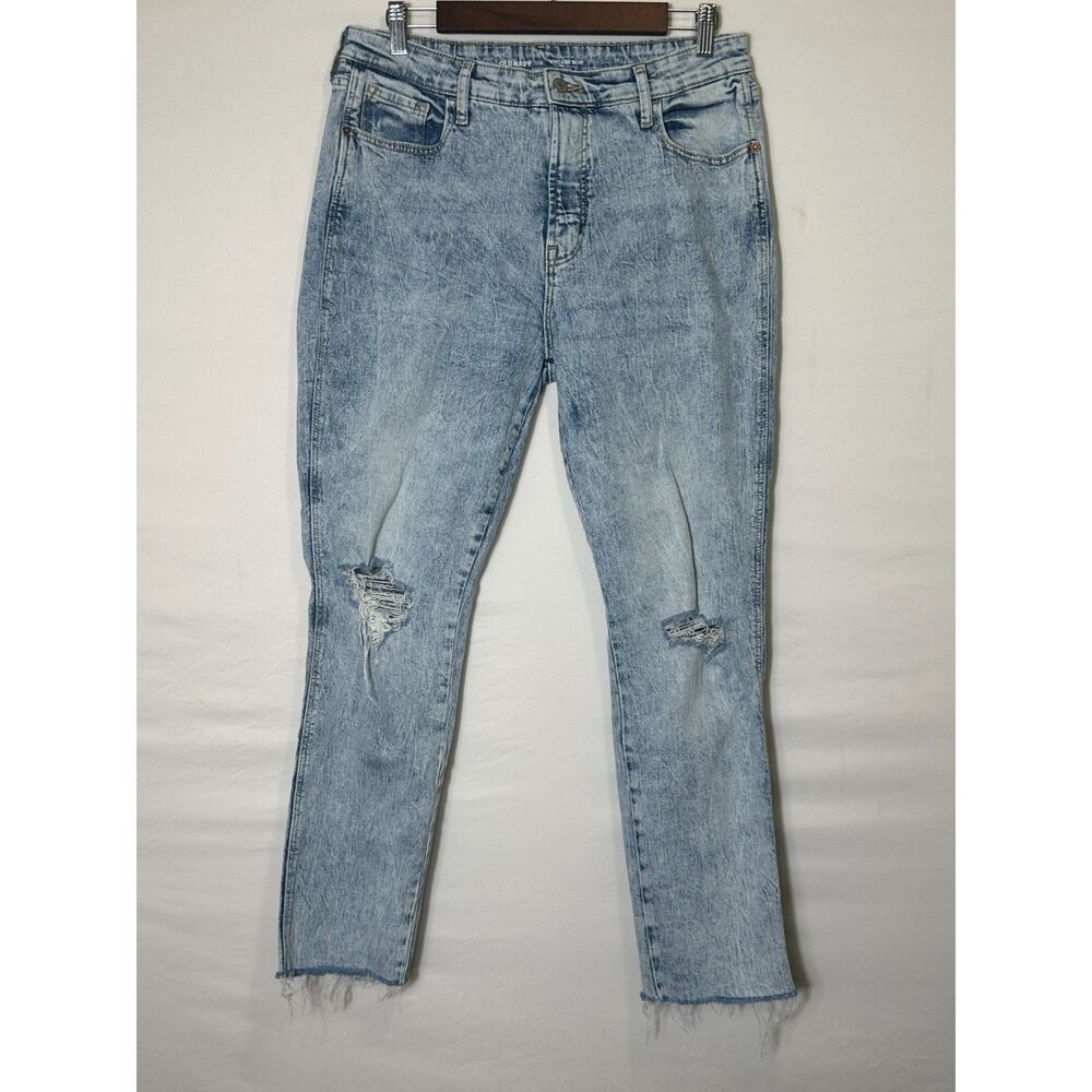 Old Navy Women's Vintage Slim Secret Smooth Distressed Jeans Size 12 Raw Hem